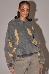 DEMI RHINESTONE DENIM HOODIE