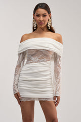 HAD ME AT HELLO KNIT MINI DRESS IN WHITE
