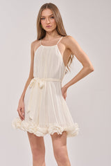 CAMERA PLEASE RUFFLE MINI DRESS
