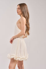 CAMERA PLEASE RUFFLE MINI DRESS