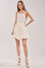 CAMERA PLEASE RUFFLE MINI DRESS