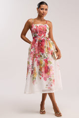 GARDEN PARTY FLORAL CHIFFON MIDI DRESS
