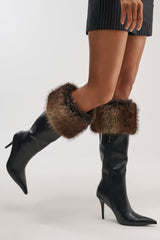 AZALEA WANG DOVE BLACK FUR TOPLINE BOOT