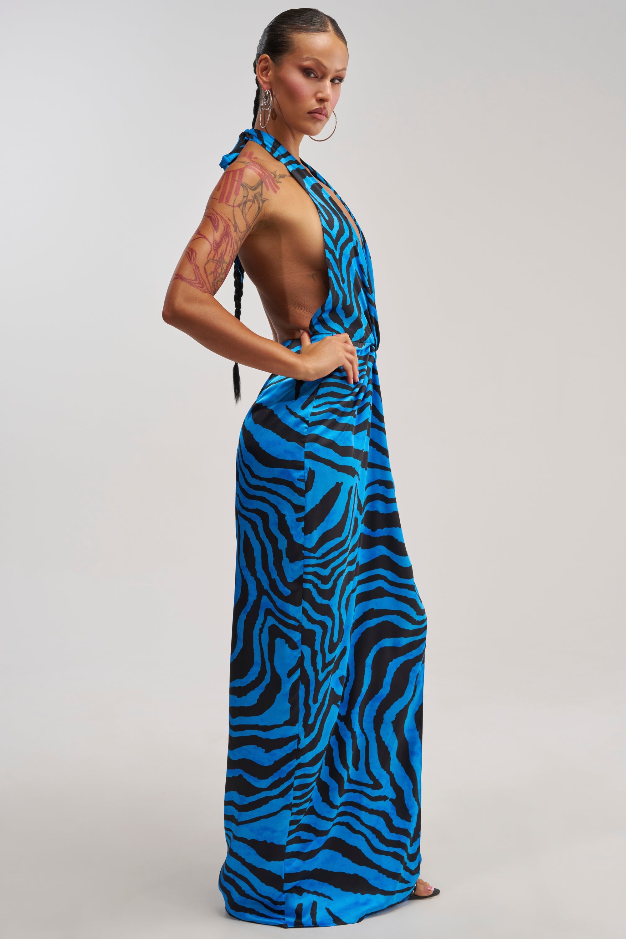 CRAZY FOR YOU BLUE ZEBRA MULTI MAXI DRESS