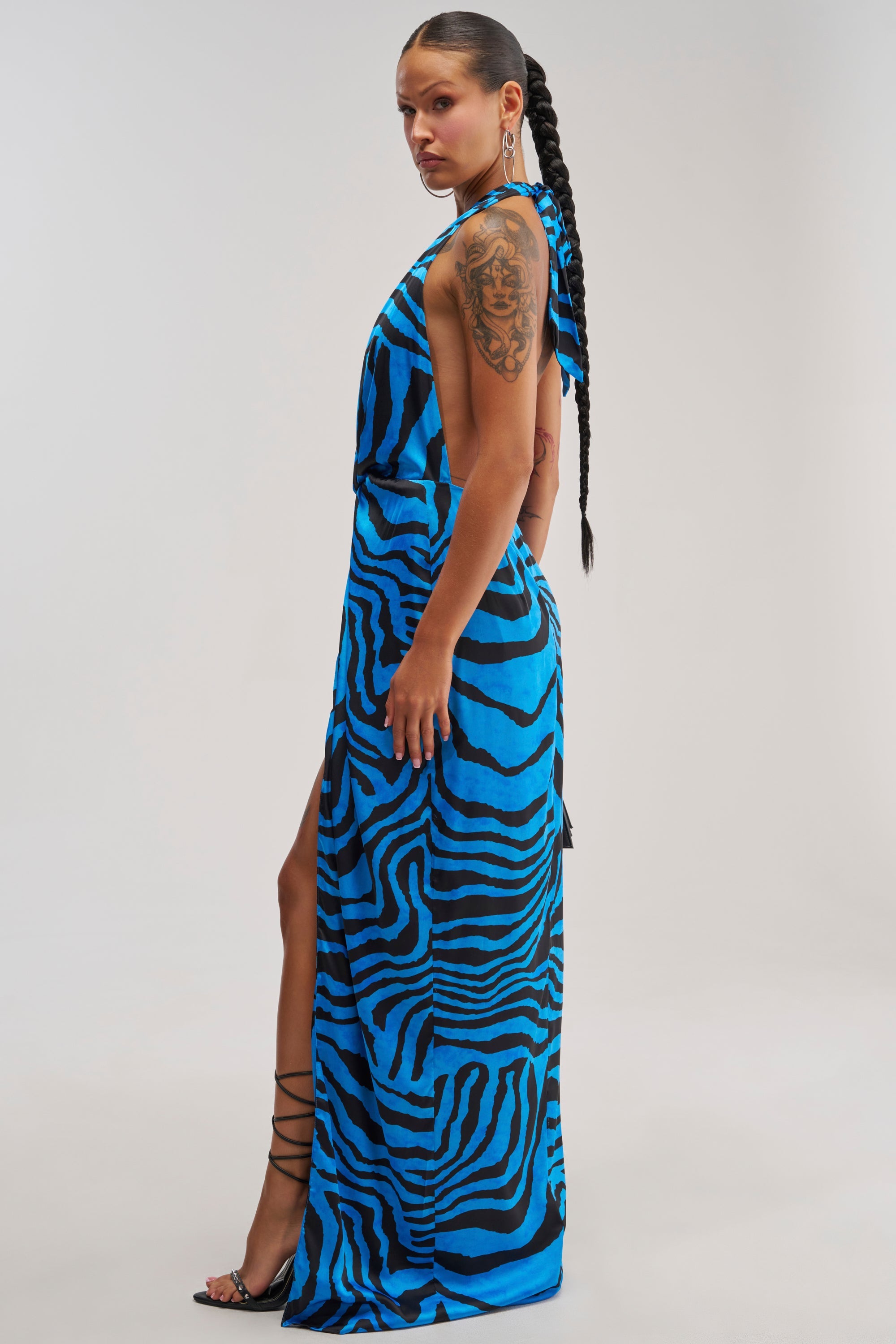 CRAZY FOR YOU BLUE ZEBRA MULTI MAXI DRESS