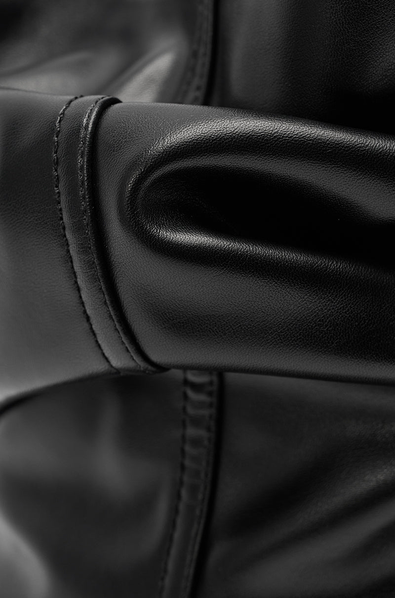 AZALEA WANG DRISANA BLACK SLOUCHY INVISIBLE WEDGE COCKTAIL BOOTIE