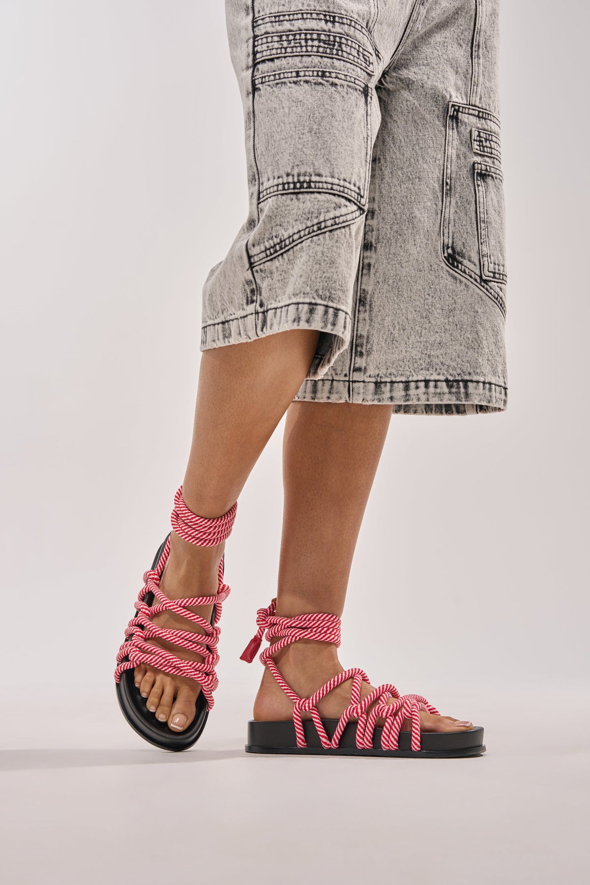 AZALEA WANG EINER RED ROPE FLATFORM SANDAL