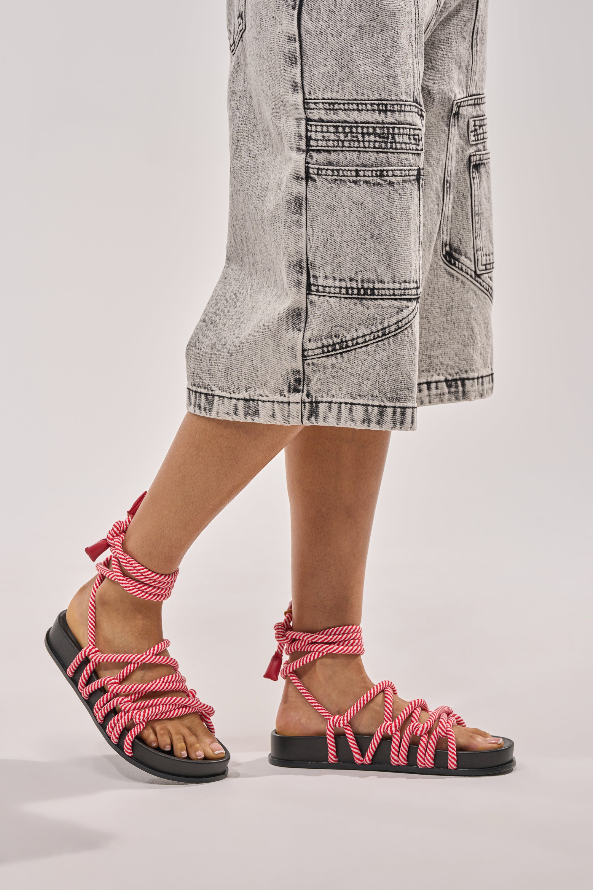 AZALEA WANG EINER RED ROPE FLATFORM SANDAL