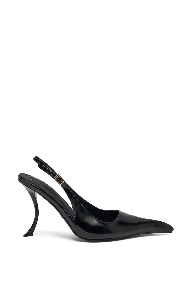 AZALEA WANG EMANUELA BLACK NOVELTY SLING BACK PUMP