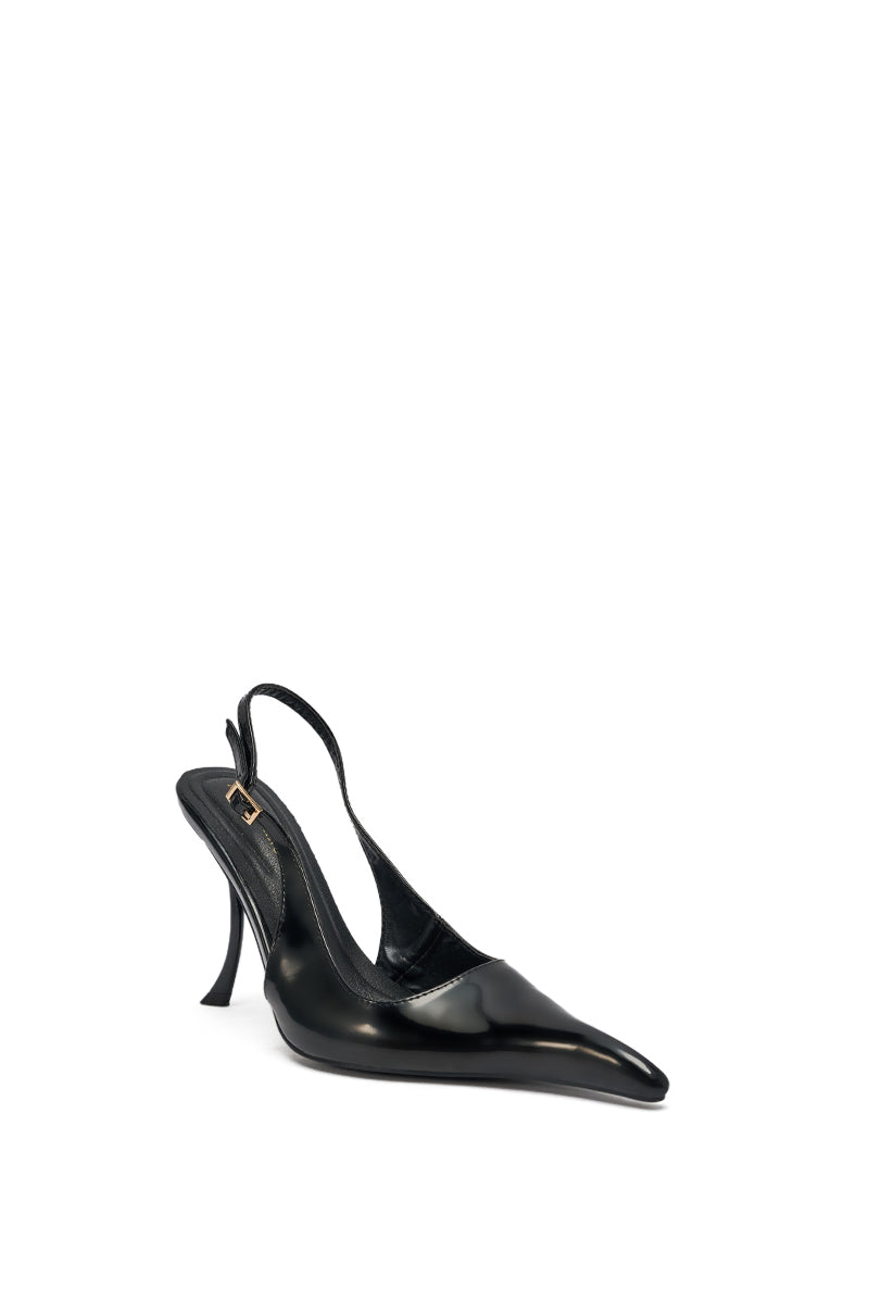 AZALEA WANG EMANUELA BLACK NOVELTY SLING BACK PUMP