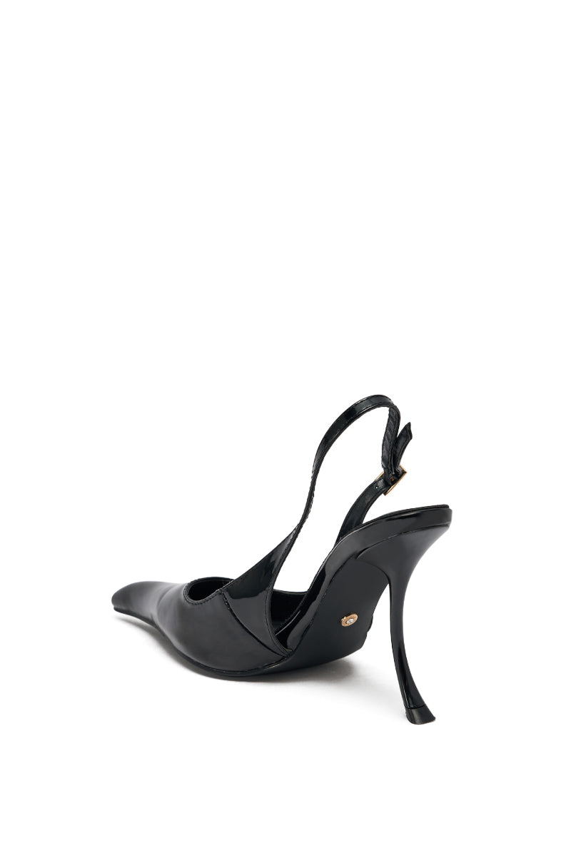 AZALEA WANG EMANUELA BLACK NOVELTY SLING BACK PUMP