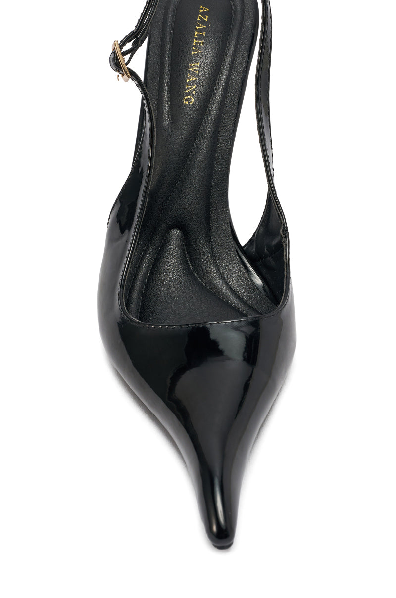 AZALEA WANG EMANUELA BLACK NOVELTY SLING BACK PUMP