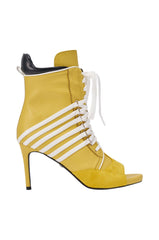 AZALEA WANG EOWYN MUSTARD YELLOW OPEN TOE STILETTO BOOTIE