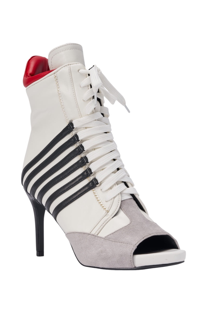 AZALEA WANG EOWYN WHITE MULTI OPEN TOE STILETTO BOOTIE