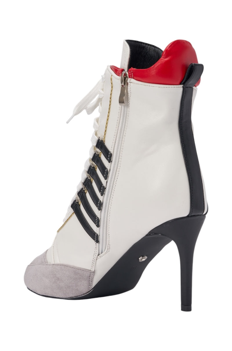 AZALEA WANG EOWYN WHITE MULTI OPEN TOE STILETTO BOOTIE