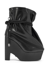 AKIRA GOLD EPIGRAM PU SLOUCH CHUNKY HEEL BOOTIE