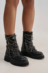 AZALEA WANG ERIN EMBELLISHED COMBAT BOOTIE