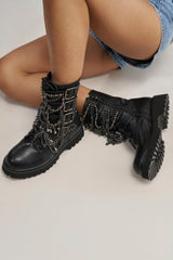 AZALEA WANG ERIN EMBELLISHED COMBAT BOOTIE