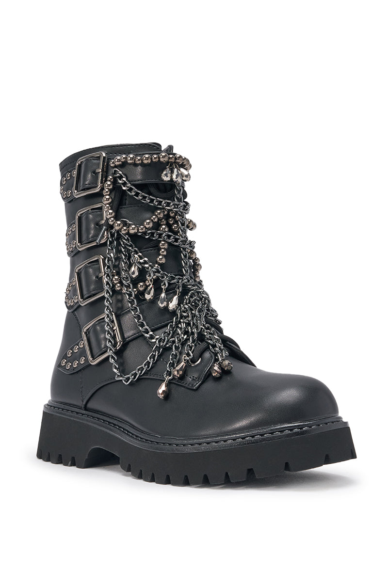 AZALEA WANG ERIN EMBELLISHED COMBAT BOOTIE