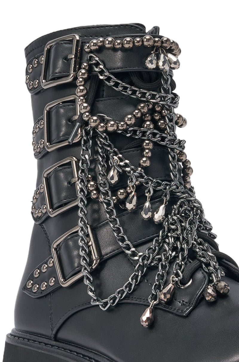 AZALEA WANG ERIN EMBELLISHED COMBAT BOOTIE