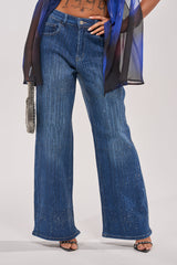 ITS ELECTRIC RHINESTONE WIDE LEG DENIM