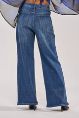 ITS ELECTRIC RHINESTONE WIDE LEG DENIM
