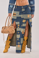 PATCH ME UP DENIM MAXI SKIRT