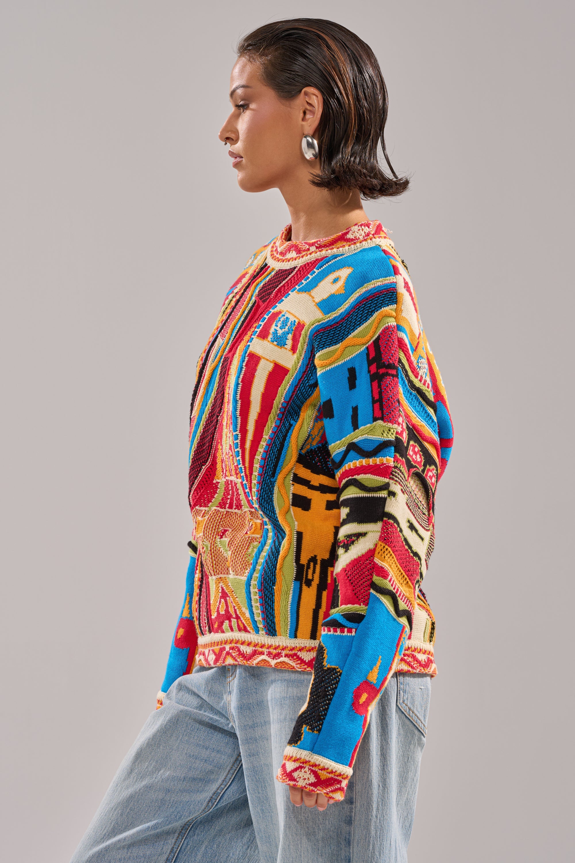 RETRO OVERSIZED SWEATER IN MULTI