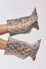 AZALEA WANG FAOI SNAKE MULTI OPEN TOE WEDGE BOOTIE