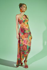 GARDEN FLORAL PLEATED MIDI DRESS