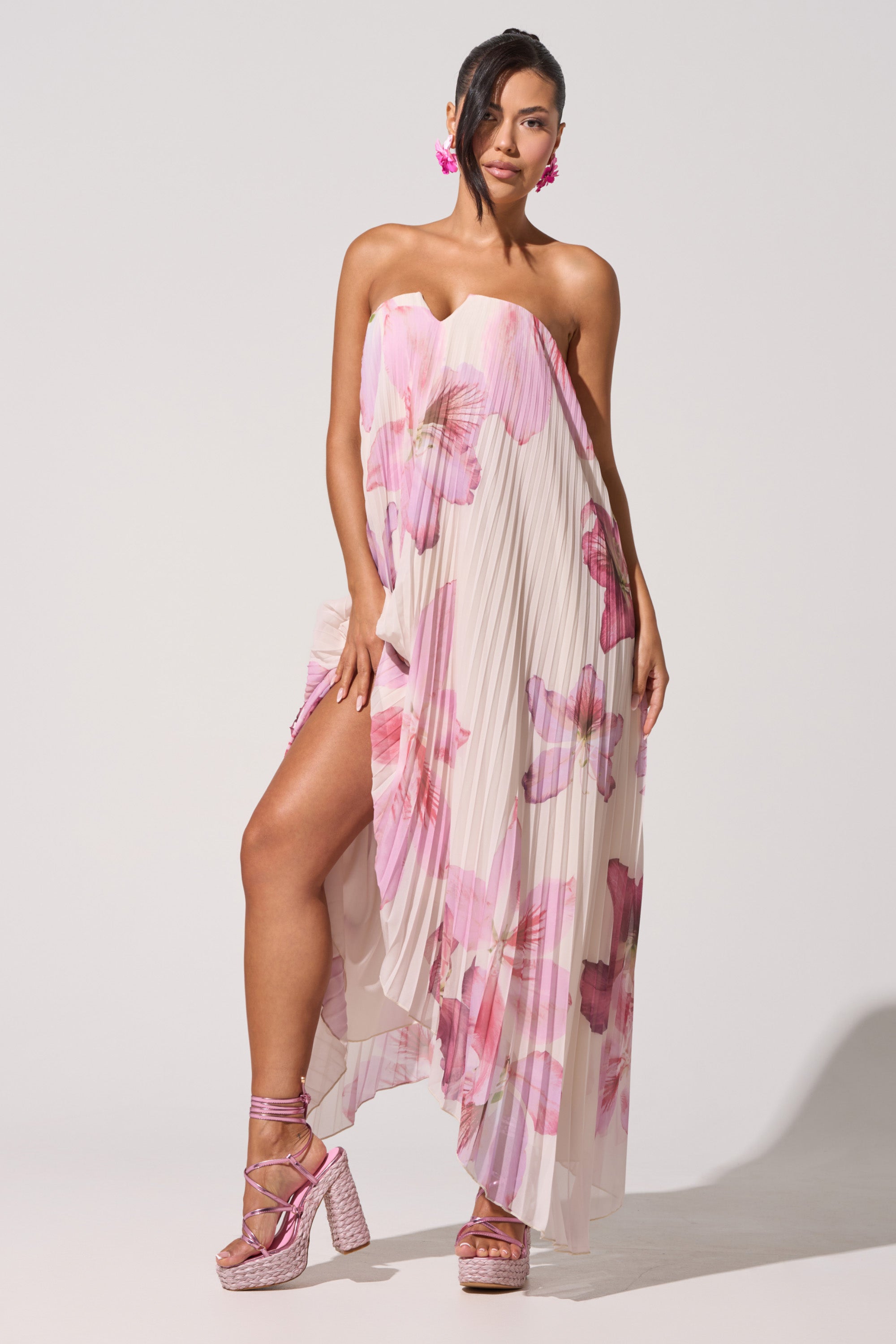 JULIANA STRAPLESS FLORAL MAXI DRESS