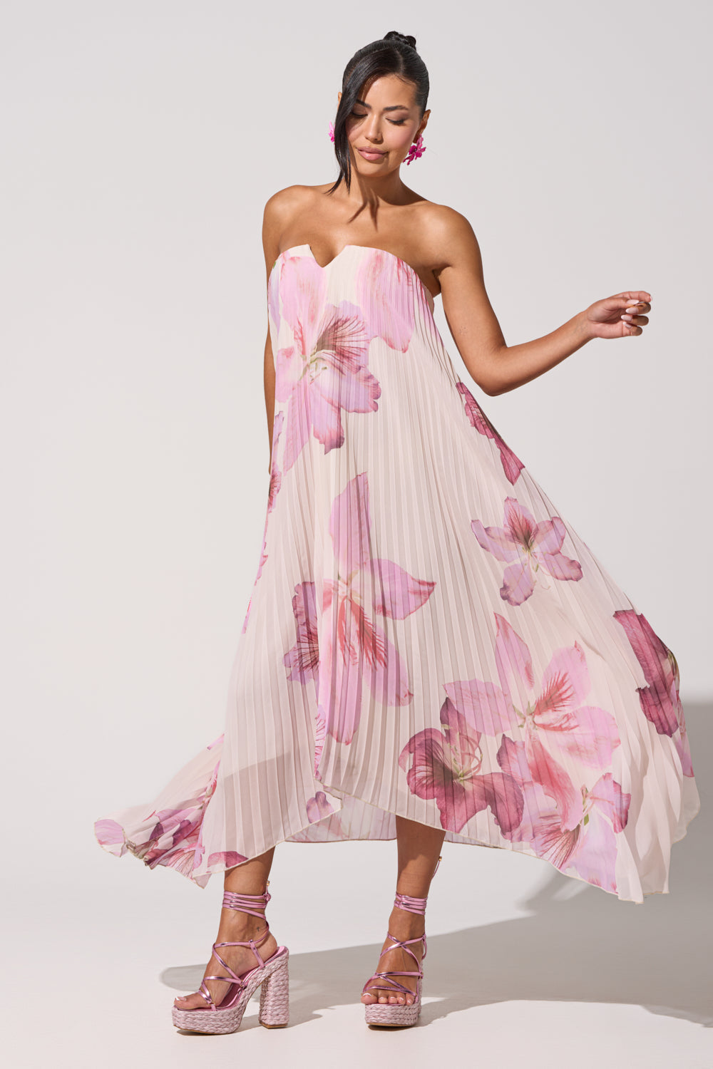 JULIANA STRAPLESS FLORAL MAXI DRESS