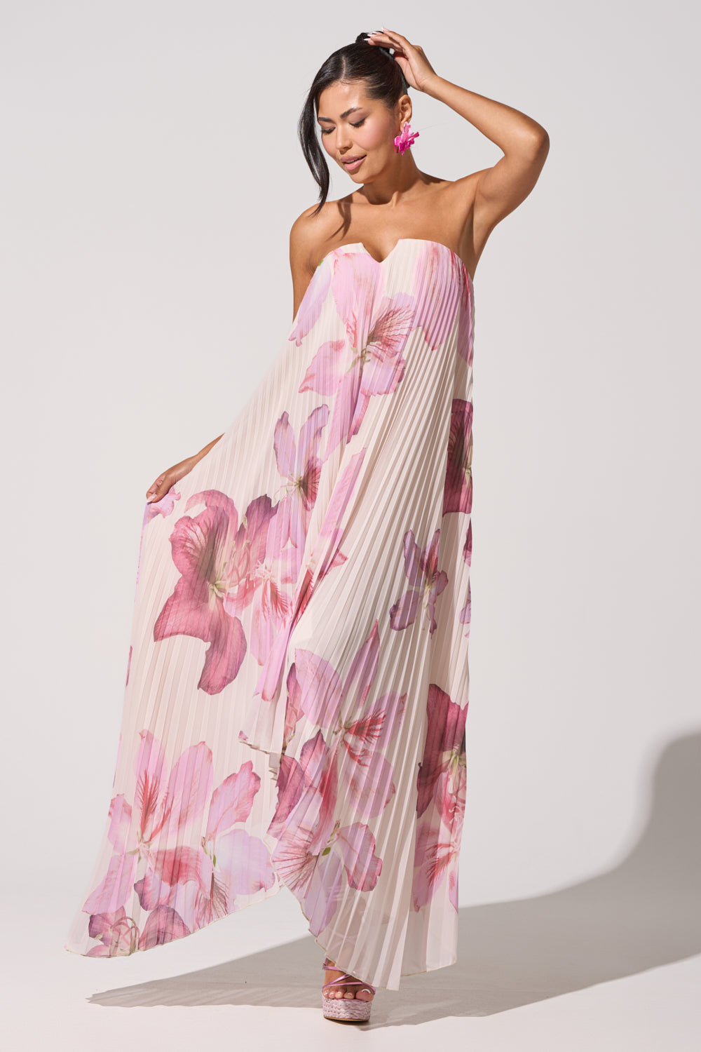 JULIANA STRAPLESS FLORAL MAXI DRESS