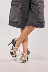 AZALEA WANG FIRE STRING BLACK AND CREAM SPORTY PUM