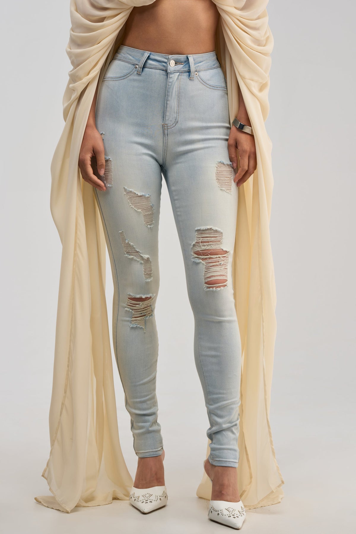 FLEX-FIT EXTREME STRETCH HIGH WAISTED DISTRESSED SKINNY JEANS