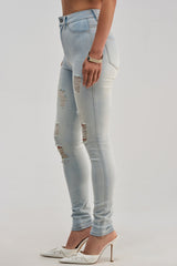 FLEX-FIT EXTREME STRETCH HIGH WAISTED DISTRESSED SKINNY JEANS