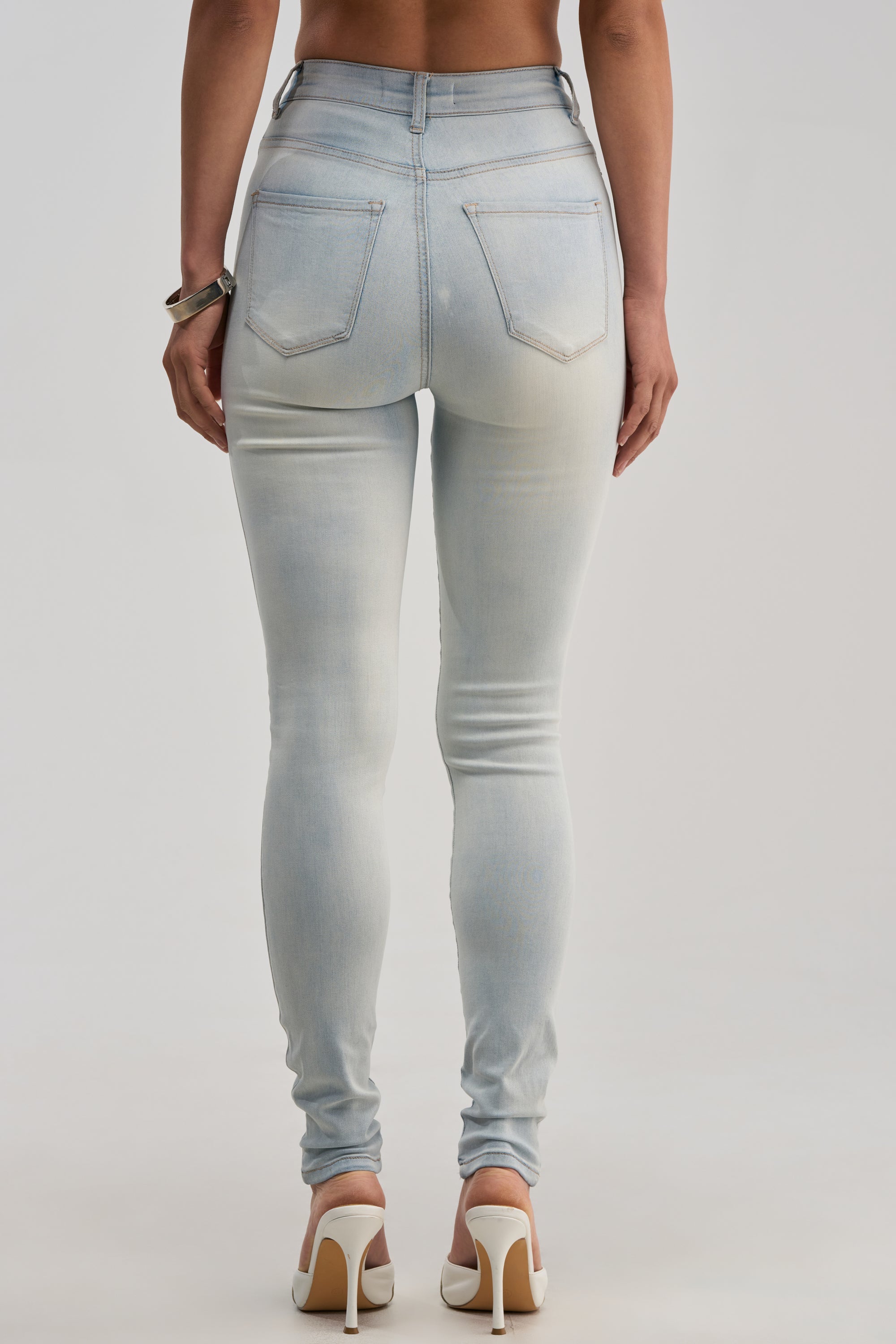 FLEX-FIT EXTREME STRETCH HIGH WAISTED DISTRESSED SKINNY JEANS