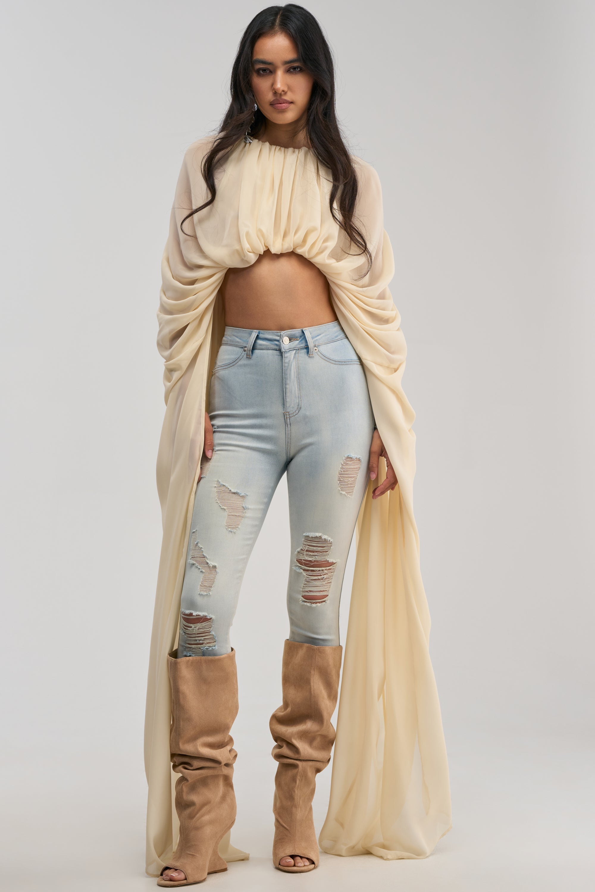 FLEX-FIT EXTREME STRETCH HIGH WAISTED DISTRESSED SKINNY JEANS