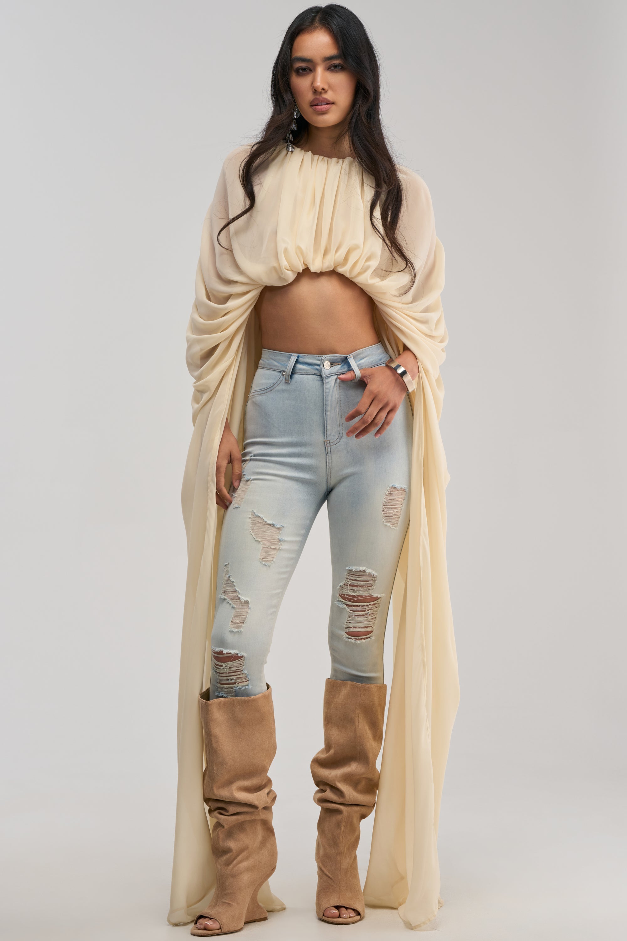 FLEX-FIT EXTREME STRETCH HIGH WAISTED DISTRESSED SKINNY JEANS