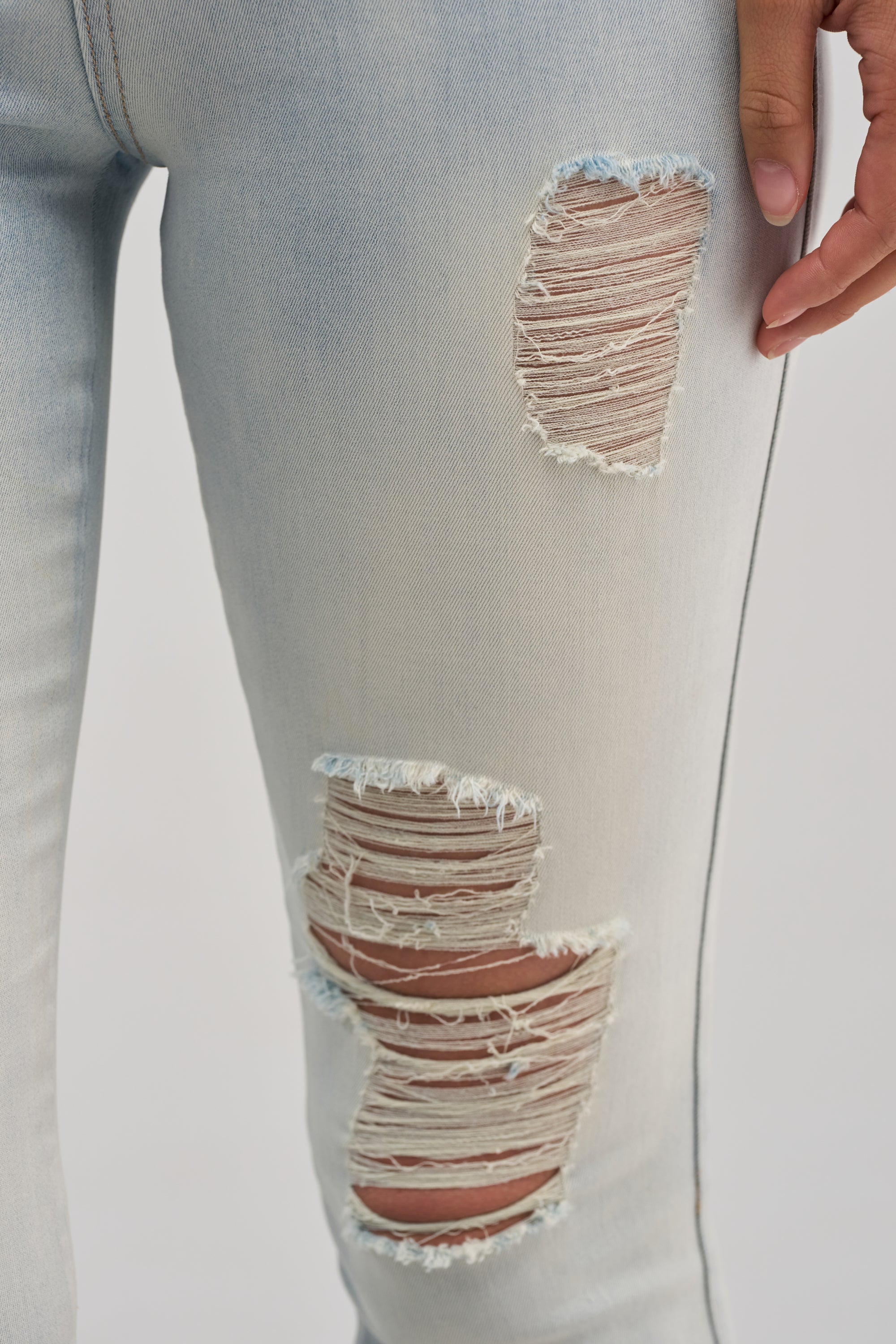 FLEX-FIT EXTREME STRETCH HIGH WAISTED DISTRESSED SKINNY JEANS