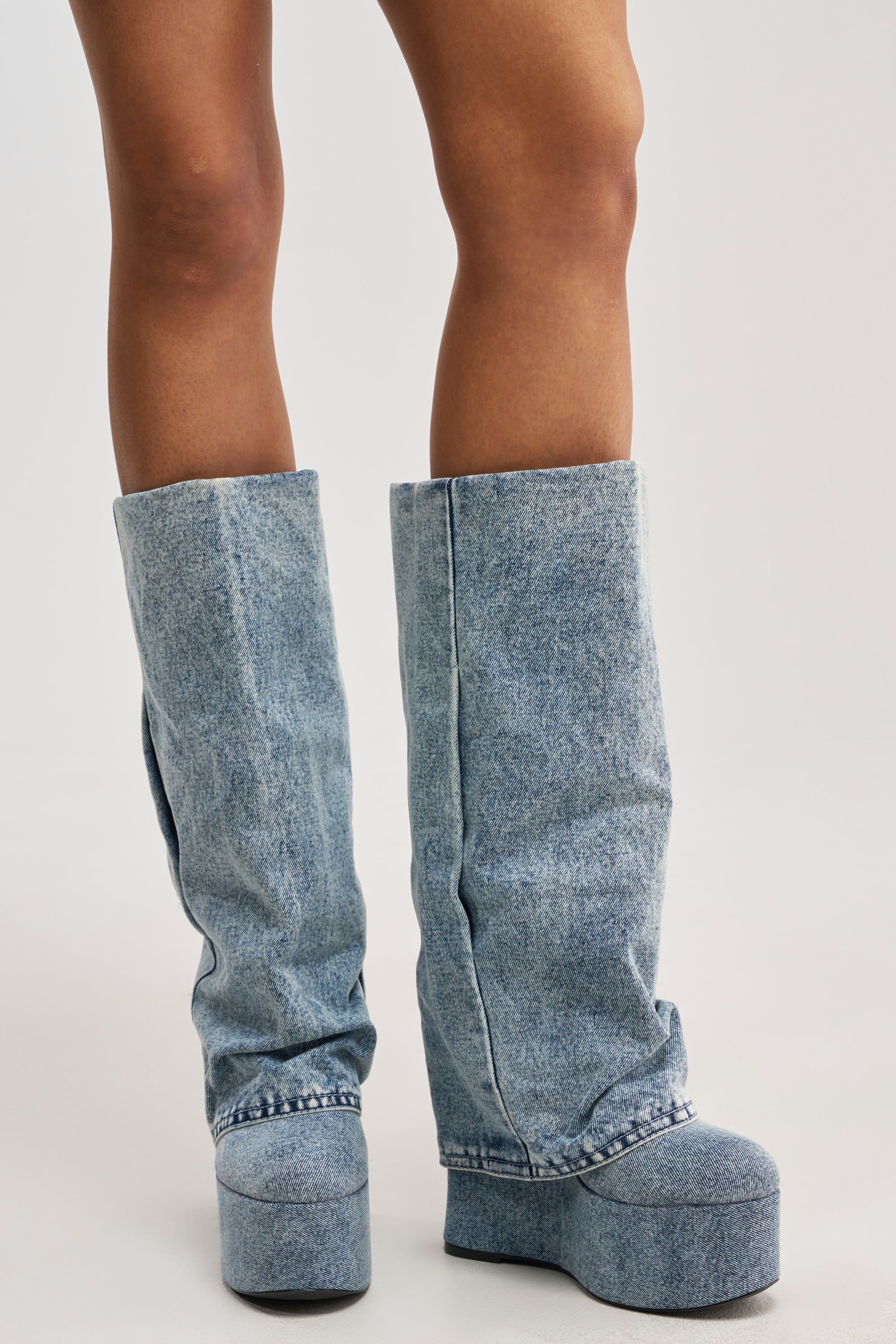 AZALEA WANG FRANKEYE DENIM FLATFORM BOOT