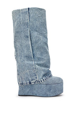 AZALEA WANG FRANKEYE DENIM FLATFORM BOOT