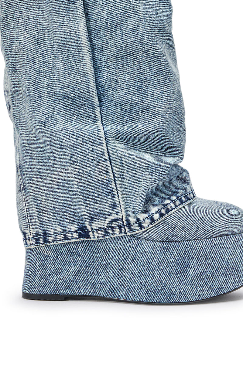 AZALEA WANG FRANKEYE DENIM FLATFORM BOOT