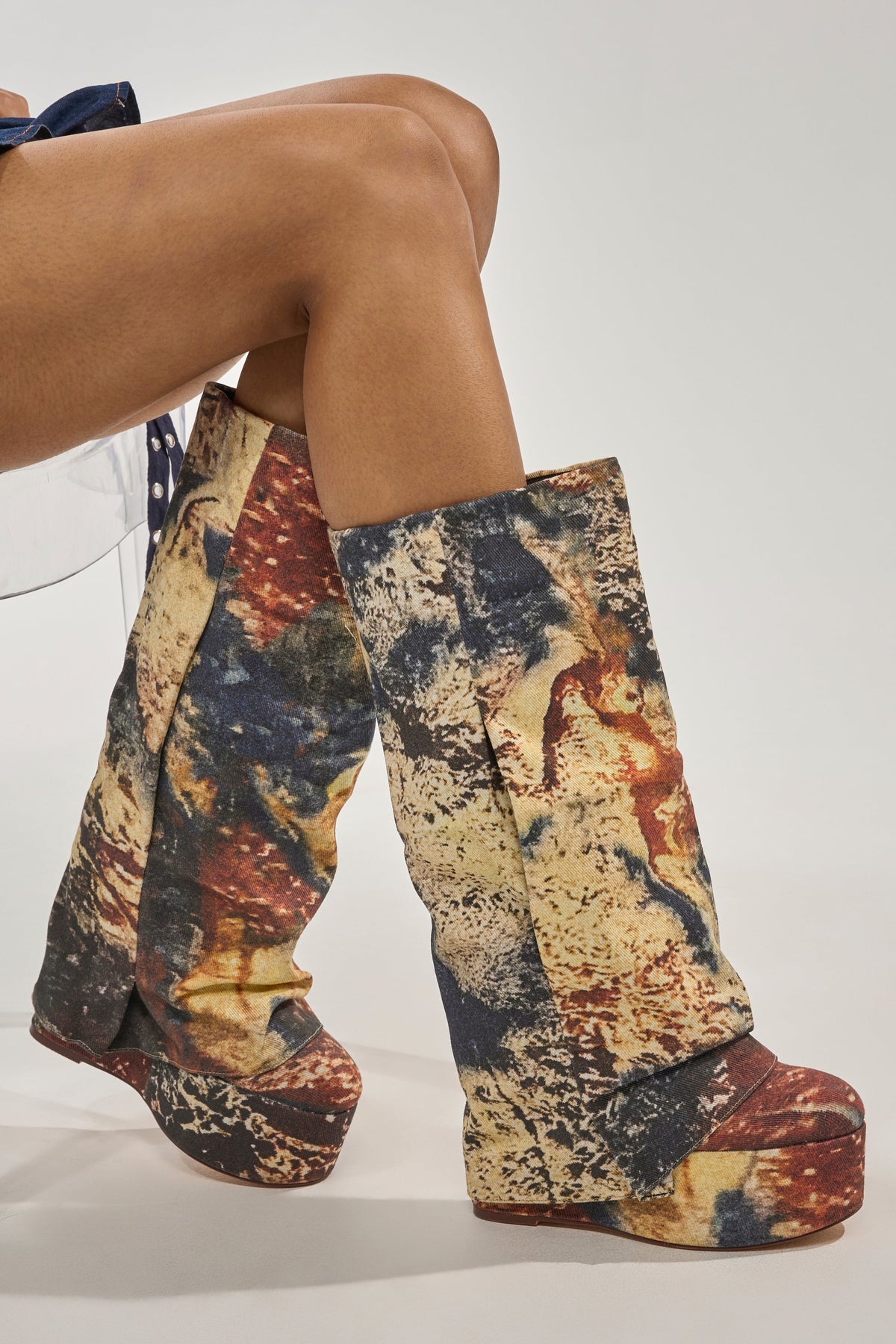 AZALEA WANG FRANKEYE MULTI MATERIAL FLATFORM BOOT