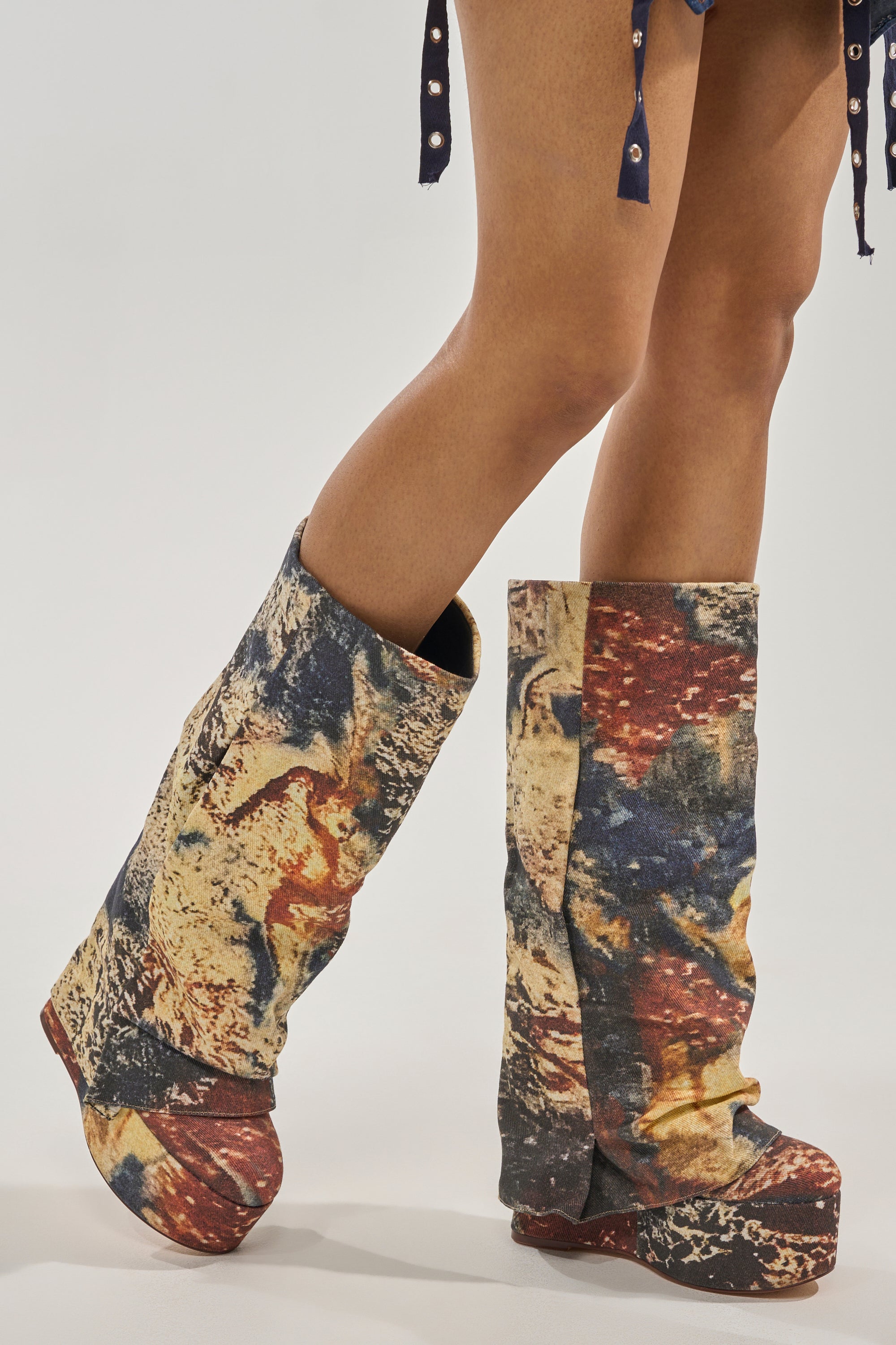 AZALEA WANG FRANKEYE MULTI MATERIAL FLATFORM BOOT