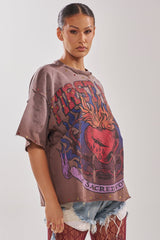 FIRST ROW SACRED HEARTH RHINESTONE DISTRESSED TEE