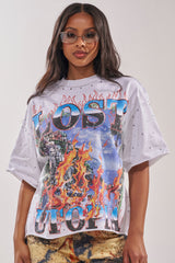 FIRST ROW LOST UTOPIA RHINESTONE FRENCH TERRY TEE