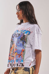 FIRST ROW LOST UTOPIA RHINESTONE FRENCH TERRY TEE
