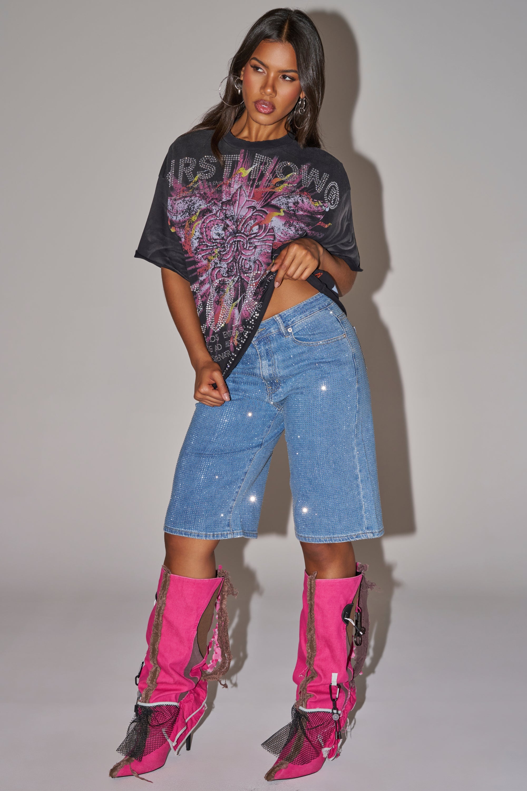 20XX RHINESTONE CANVAS T-SHIRT