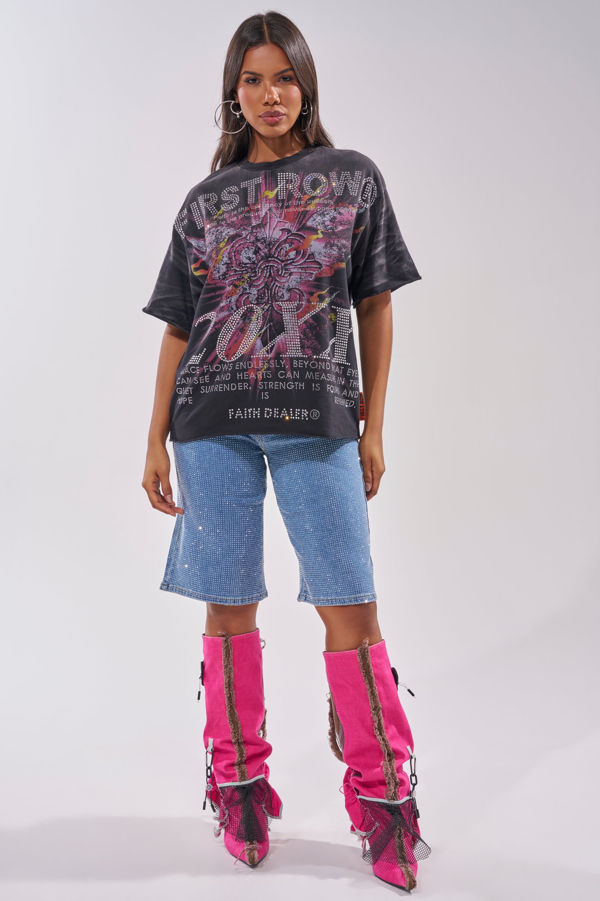 20XX RHINESTONE CANVAS T-SHIRT